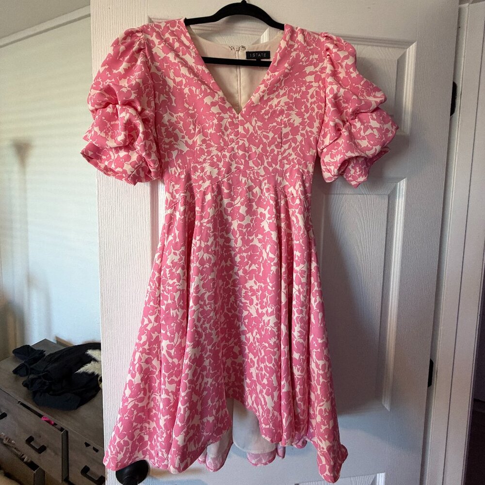 1.STATE Puff Sleeve Mini Dress